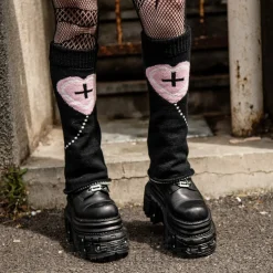 Blue Banana Heart & Cross Legwarmers (Pink)