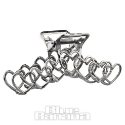 Blue Banana Hearts Hair Clip (Silver)