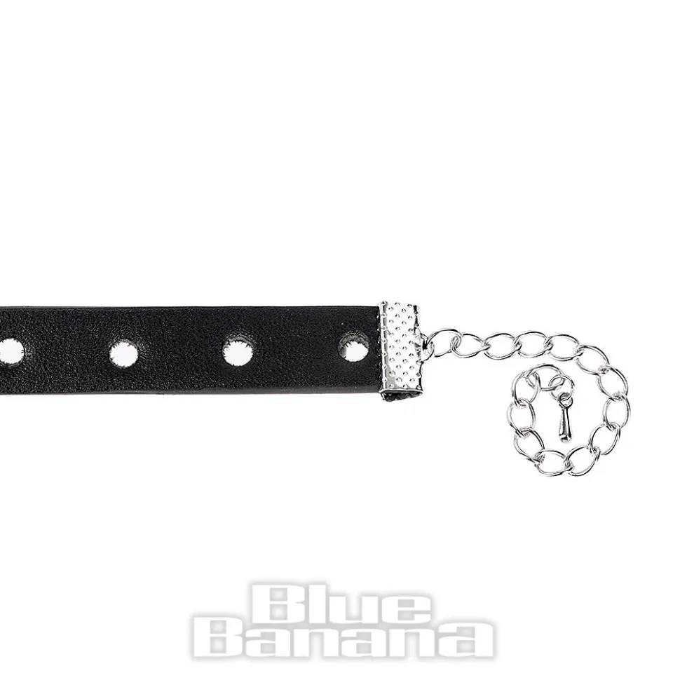Blue Banana Heart & Skull Chain Choker (Black/Silver)
