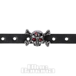 Blue Banana Heart & Skull Chain Choker (Black/Silver)