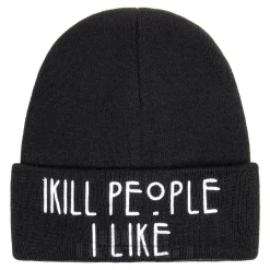 Blue Banana I Kill Beanie Hat (Black)