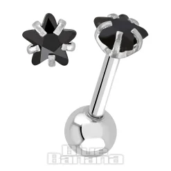 Blue Banana Jewel Star 1.2 x 6mm Tragus Bar (Black)