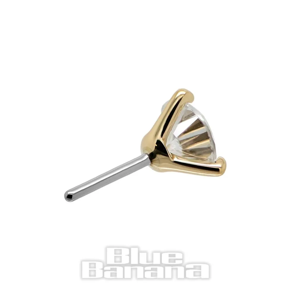 Blue Banana 18K Gold Lab Diamond 3mm Threadless Top (Gold)