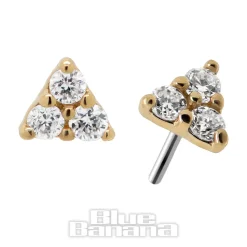 Blue Banana 18K Gold Lab Diamond Trio 3mm Threadless Top (Gold)