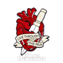 Blue Banana Knife In The Heart Pin Badge (Red)