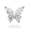 Blue Banana 14K White Gold Cubic Zirconia Butterfly Threadless Top (White Gold)