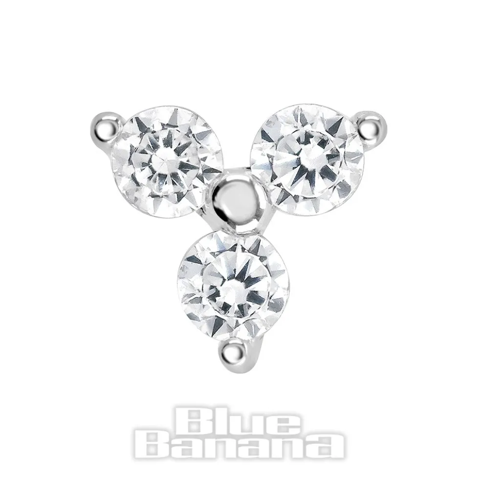 Blue Banana 14K White Gold 3 Cubic Zirconia Threadless Top (White Gold)