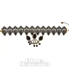 Blue Banana Lace Rose Beads Necklace (Black)