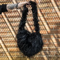 Blue Banana Long Fur Bag (Black)