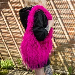 Blue Banana Long Fur Bag (Hot Pink)