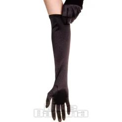 Blue Banana Long Satin Gloves (Black)