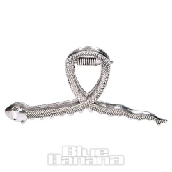 Blue Banana Mini Snake Hair Clip (Silver)