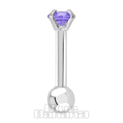 Blue Banana 1.2mm Amethyst Jewel Tragus Bar (3mm)