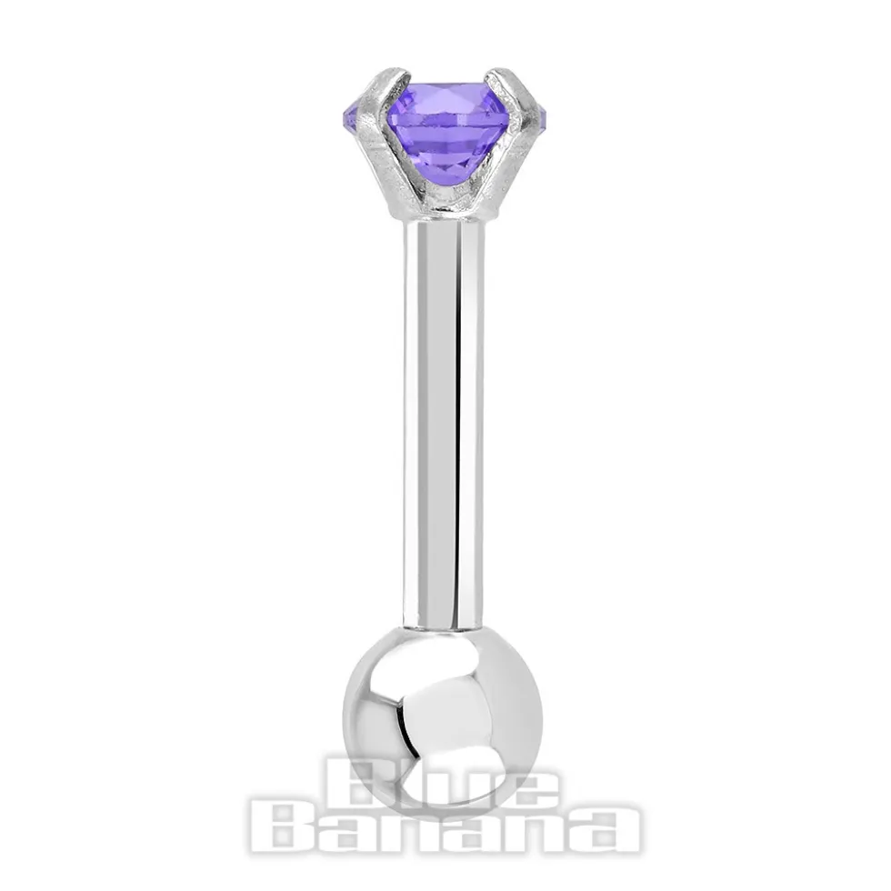 Blue Banana 1.2mm Amethyst Jewel Tragus Bar (3mm)