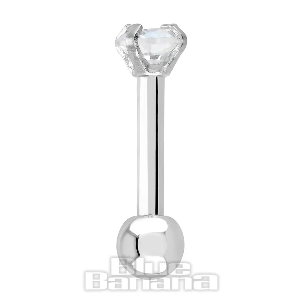 Blue Banana 1.2mm Aurora Borealis Jewel Tragus Bar (3mm)