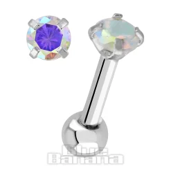 Blue Banana 1.2mm Aurora Borealis Jewel Tragus Bar (3mm)