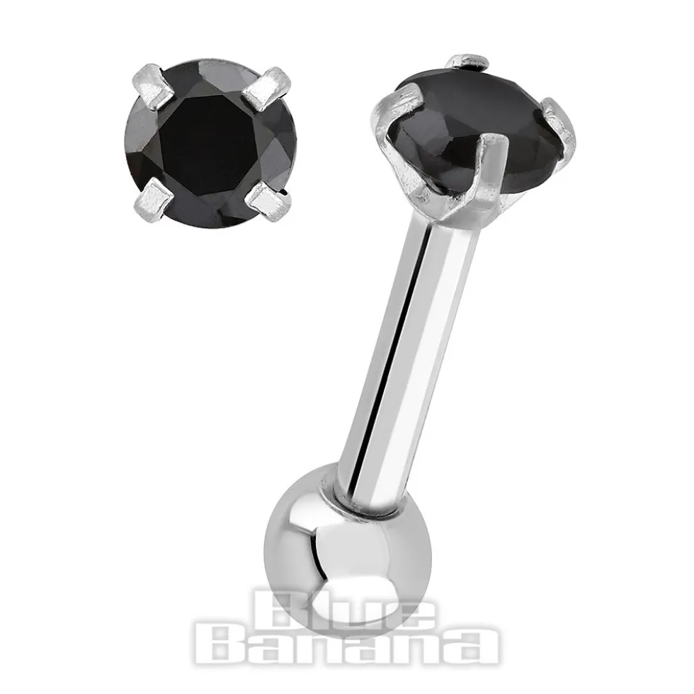 Blue Banana 1.2mm Black Jewel Tragus Bar (3mm)