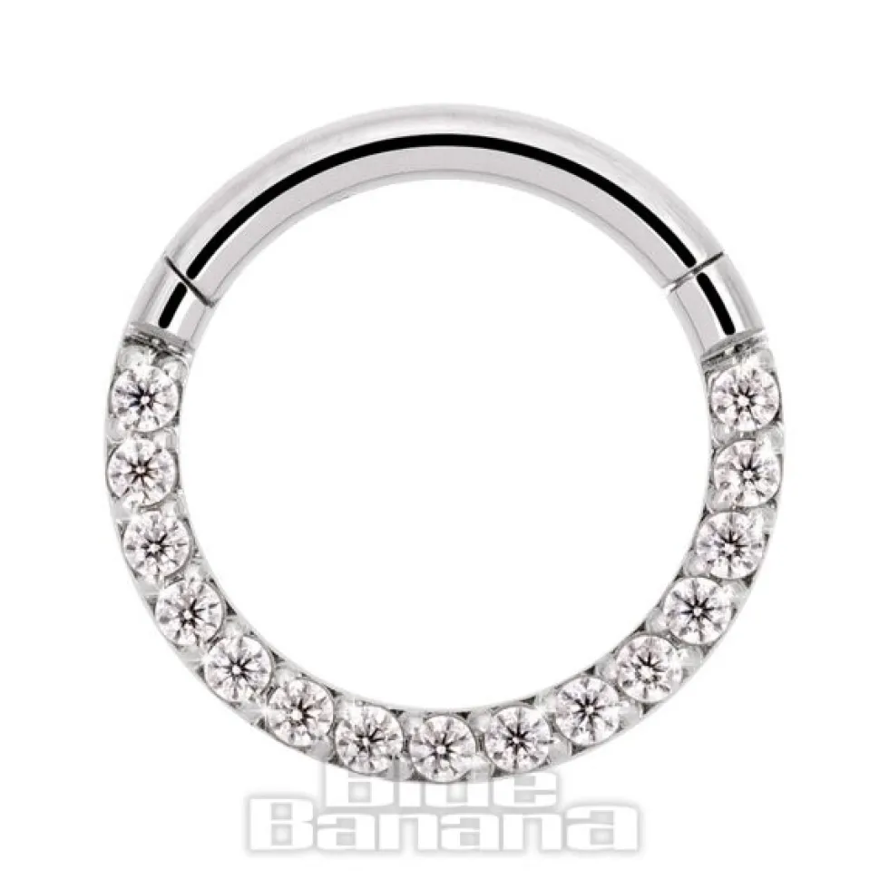 Blue Banana 8mm Hinged Crystal Septum Ring (Crystal)