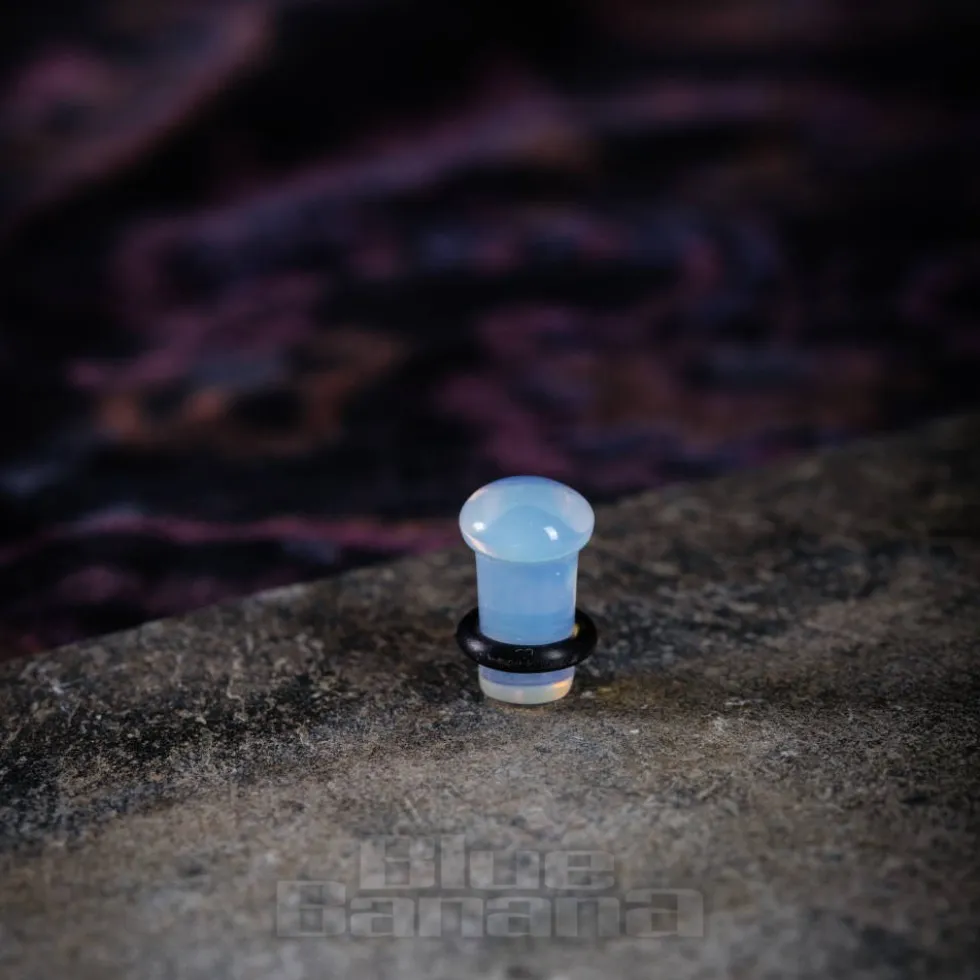 Blue Banana Moonstone Gemstone Ear Plug 4-16mm (Opal White)