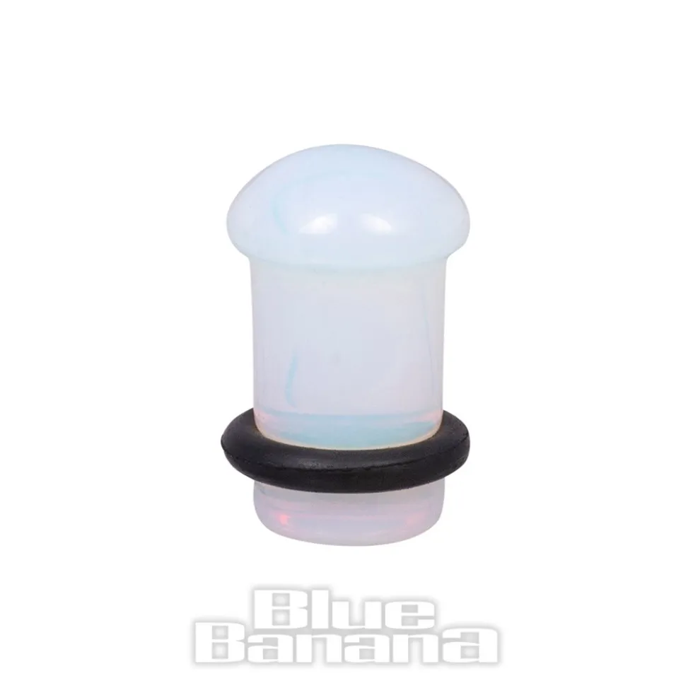 Blue Banana Moonstone Gemstone Ear Plug 4-16mm (Opal White)