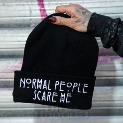 Blue Banana Normal People Scare Me Beanie Hat (Black)