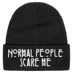 Blue Banana Normal People Scare Me Beanie Hat (Black)