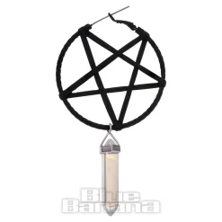 Blue Banana Pentagram Opalite Plug Hoop Earrings (Black)