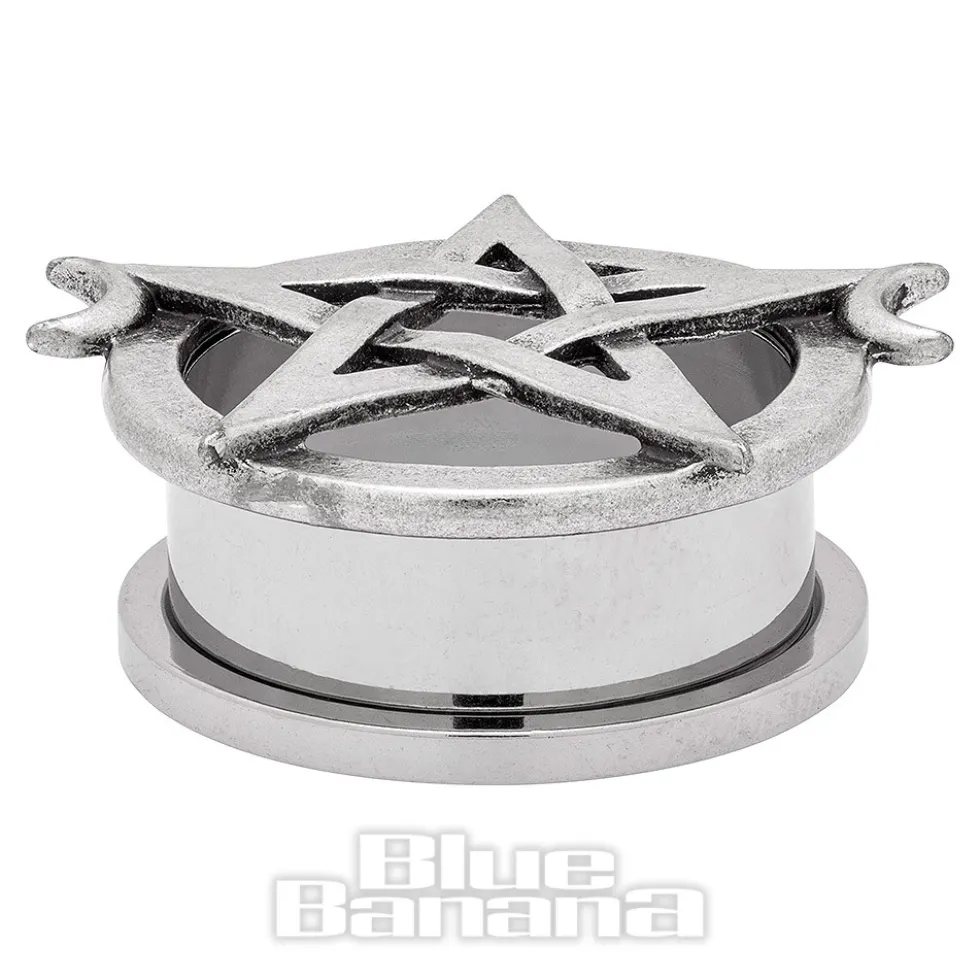 Blue Banana Pentagram Surgical Steel Tunnel (Silver)