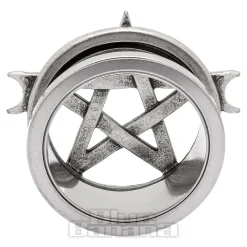 Blue Banana Pentagram Surgical Steel Tunnel (Silver)