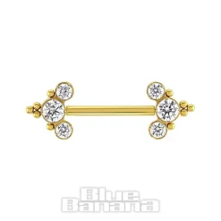 Blue Banana Plasma Gold Arrows Threadless Nipple Bar (Cubic Zirconia)