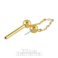 Blue Banana Plasma Gold Chain Threadless Nipple Bar (Gold)