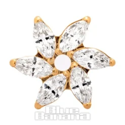 Blue Banana Plasma Gold Cubic Zirconia Flower Threadless Top (Gold)