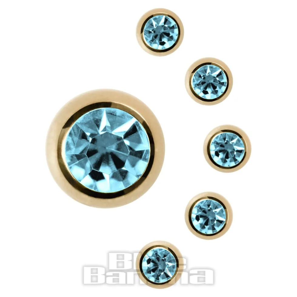 Blue Banana Plasma Gold 3mm Jewelled Ball (Aqua)
