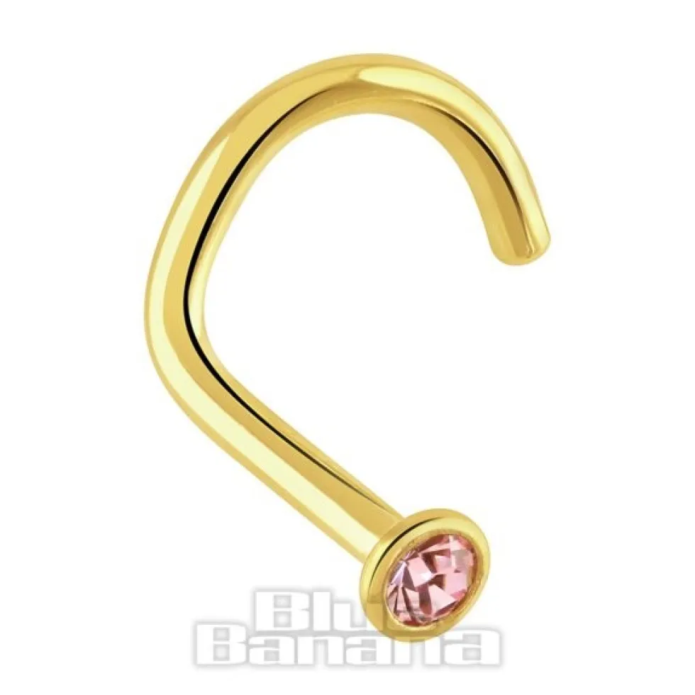 Blue Banana Plasma Gold 2.0mm Nose Stud (Rose)