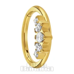 Blue Banana Plasma Gold 1.2 x 10mm 3 Almond Stones Hinged Segment Ring (Gold)
