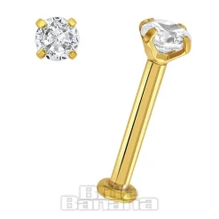 Blue Banana Plasma Gold 1.2 x 8mm 3mm Crystal Labret (Pack Of 3)