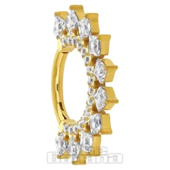 Blue Banana Plasma Gold 1.2 x 8mm 10 Square Stones Hinged Segment Ring (Gold)