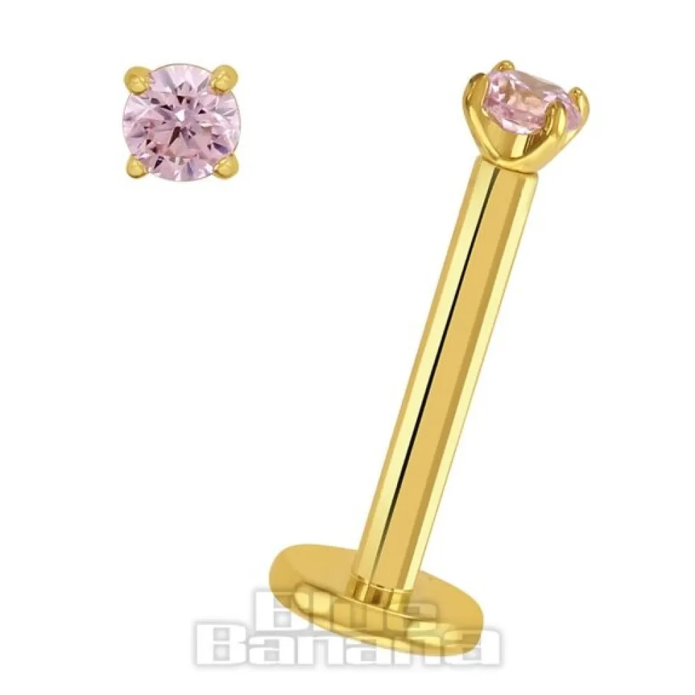 Blue Banana Plasma Gold 1.2 x 8mm Threadless Labret (Rose)
