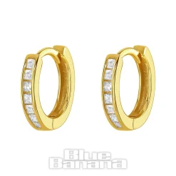 Blue Banana Plated Gold Medium Crystal Row Clicker Hoops (Pair)