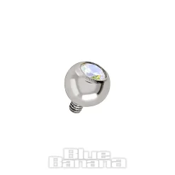 Blue Banana Polished Titanium 4mm Jewelled Ball (Aurora Borealis)