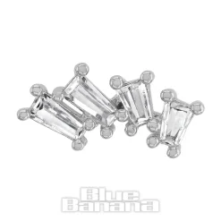 Blue Banana Polished Titanium 1.2 X 8mm 4 Stones Threadless Labret (Silver)