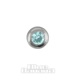Blue Banana Polished Titanium 3mm Internally Threaded Jewelled Ball (Blue)