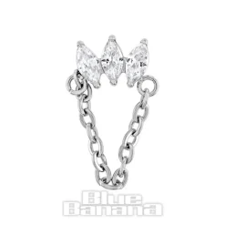 Blue Banana Polished Titanium 1.2 X 10mm Helix Chain Labret 17 (Silver)