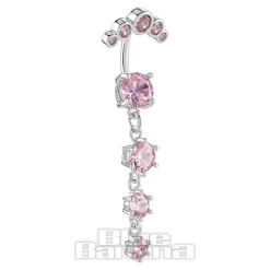Blue Banana Polished Titanium 1.6 X 10Mm Externally Threaded Navel Bar (Rose)