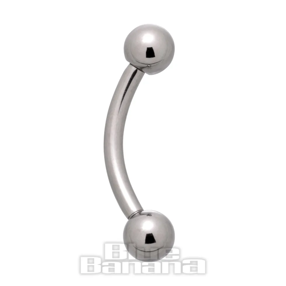Blue Banana Polished Titanium Curved Barbell (Silver)