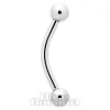 Blue Banana Polished Titanium Internally Threaded Curved Barbell 3mm Ball (Silver)