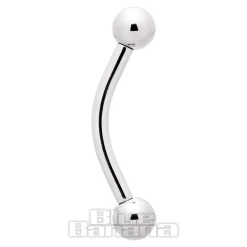 Blue Banana Polished Titanium Internally Threaded Curved Barbell 3mm Ball (Silver)