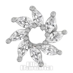 Blue Banana Polished Titanium 1.2 X 8mm Flower Threadless Labret (Silver)