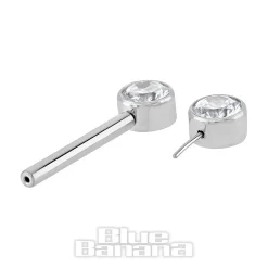 Blue Banana Polished Titanium Cubic Zirconia Threadless Nipple Bar Balls (Clear)