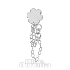 Blue Banana Polished Titanium 1.2 x 8mm Flower Chain Threadless Labret (Silver)